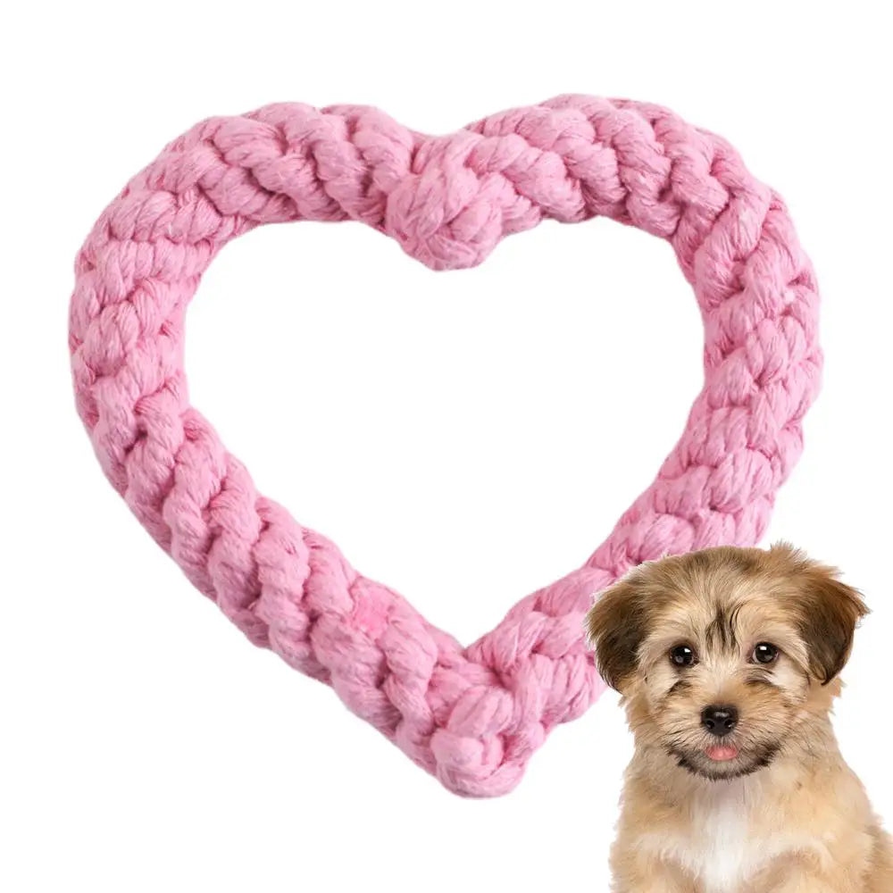 Small Cotton Rope Dog Chew Toy Creative Heart Shaped Pet Chew Toy Bite-resistant Fun Cat Training Teething Toy Pet Supplies