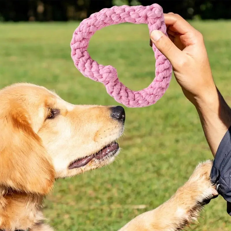 Small Cotton Rope Dog Chew Toy Creative Heart Shaped Pet Chew Toy Bite-resistant Fun Cat Training Teething Toy Pet Supplies