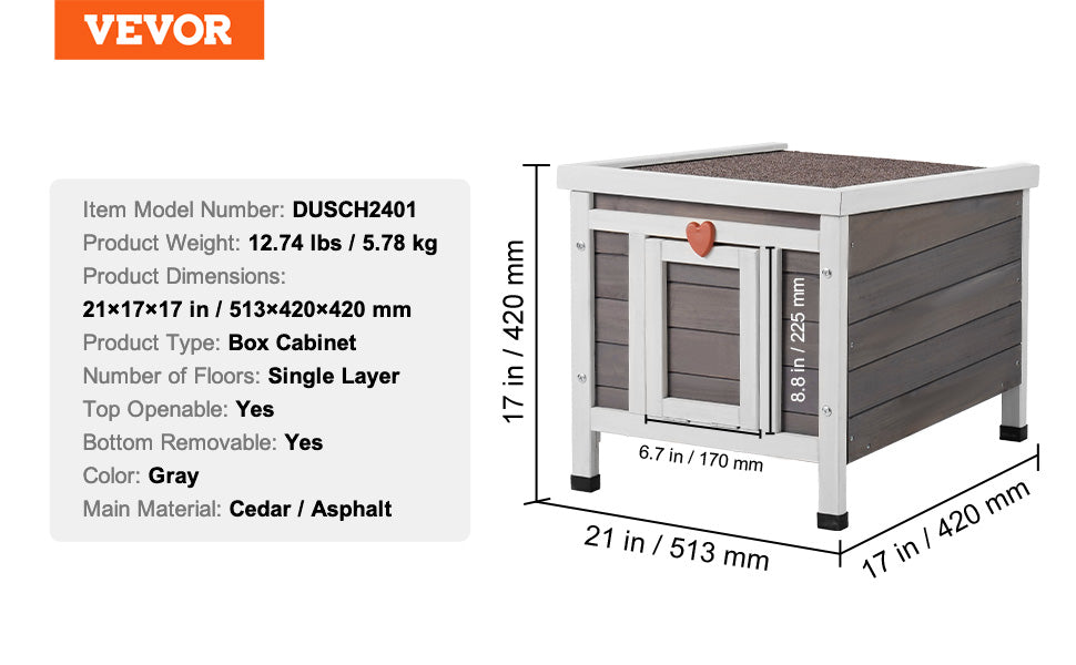 VEVOR Outdoor Cat House Weatherproof, Feral Cat Shelter for Cats Outdoor Wooden Cat Rabbit House with All-Round Foam Insulated