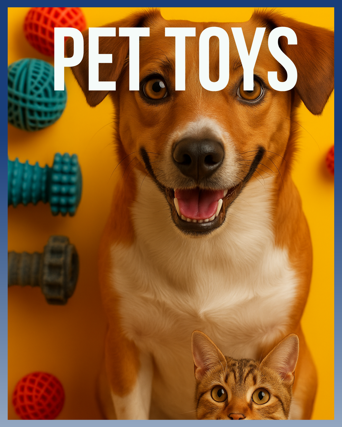 Dog and cat with chew toys, puzzle toys, and balls – pet toys collection by Zendorah