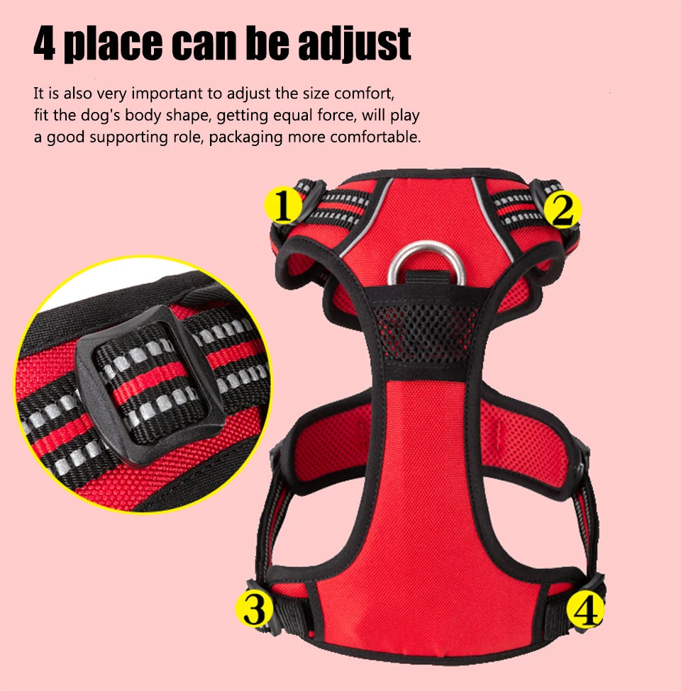 Truelove Pet Harness Nylon Webbing with 3M Reflection Adjutable Aluminum Alloy for Big Medium Small Dog TLH56512