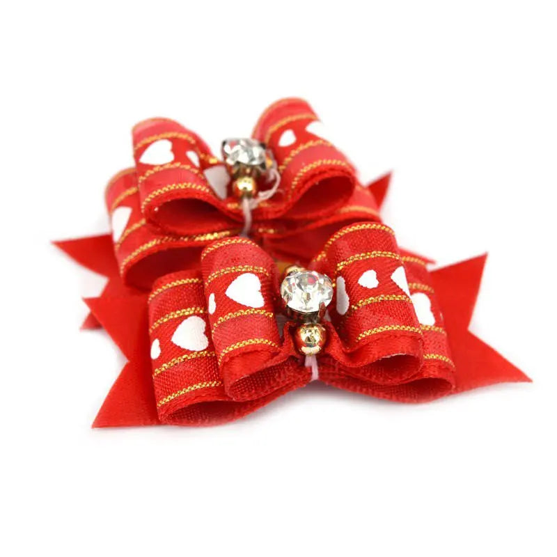 10pcs Pet Bow Decor Cat Puppy Bowknot Headdress with Bells Dog Hair Bows With Rubber Bands Pet Grooming Clips Dog Accessories