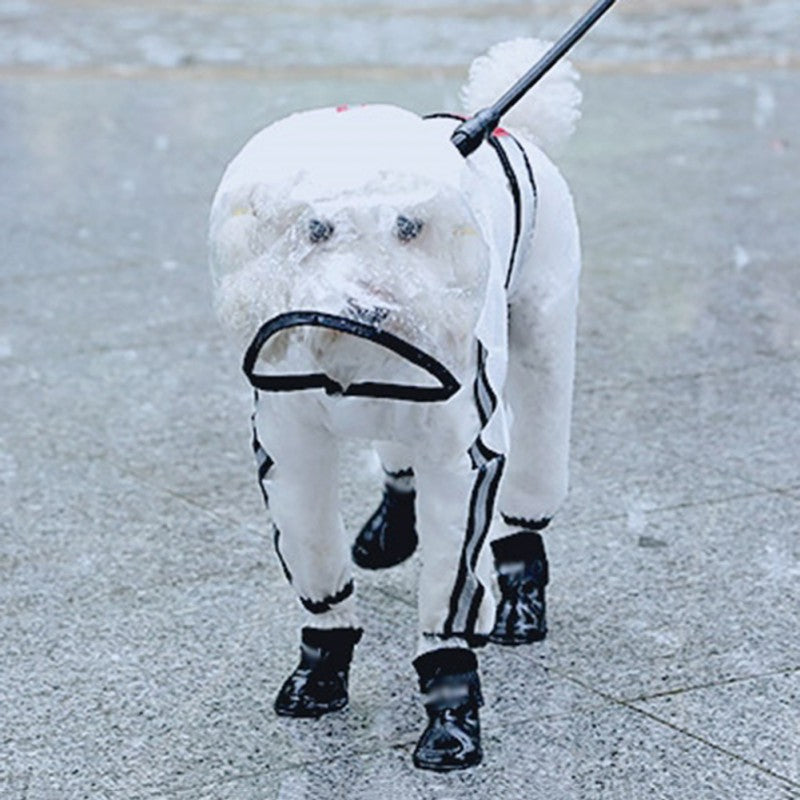 Dog Raincoat Puppy Four Feet Hooded Transparent Waterproof Windproof Teddy Small Large Dogs Rain Out Clothes For Pet Supplies