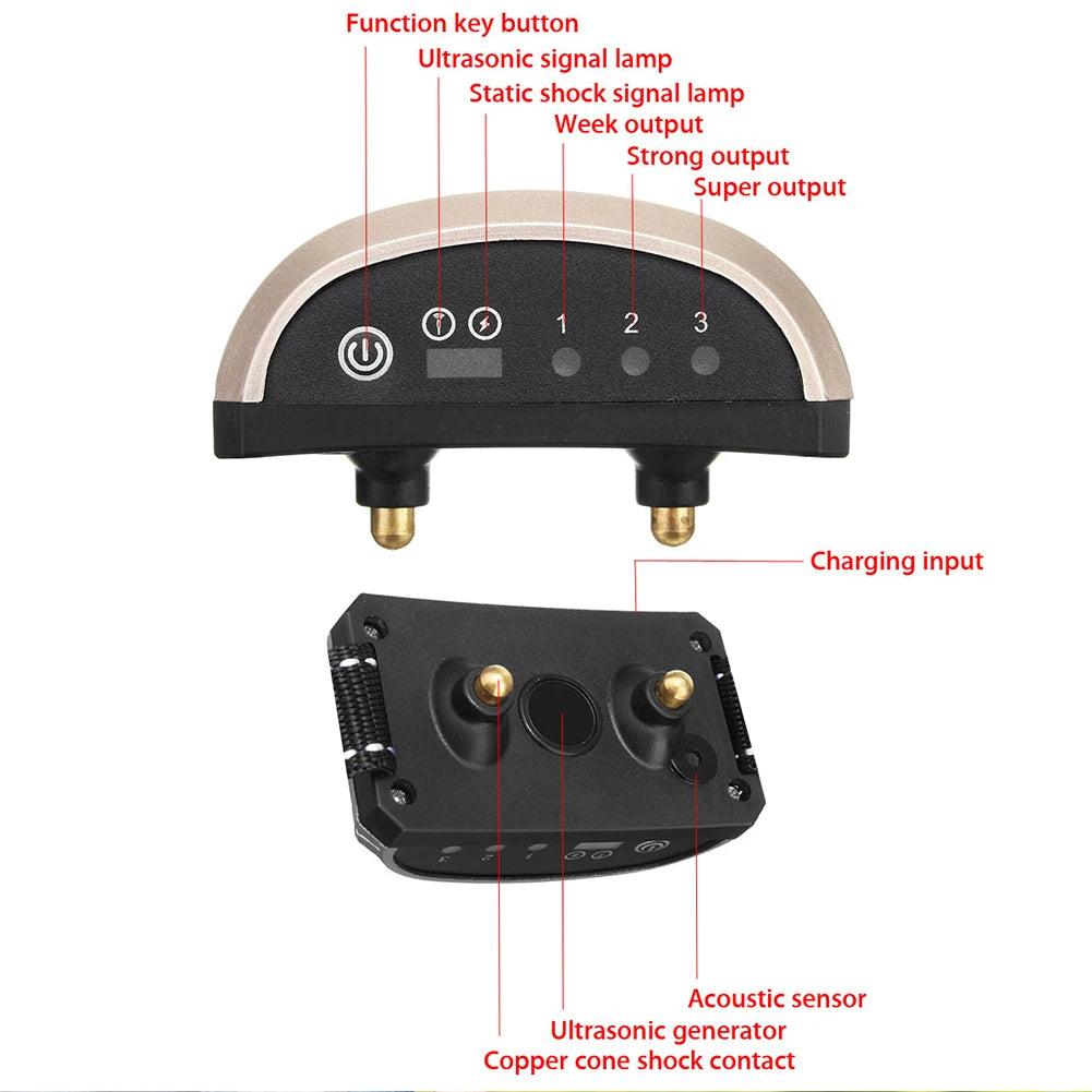Pet Dog Anti Bark Guard Waterproof Auto Anti Humane Bark Collar Stop Dog Barking Rechargeable Shock Safe USB Electric Ultrasonic