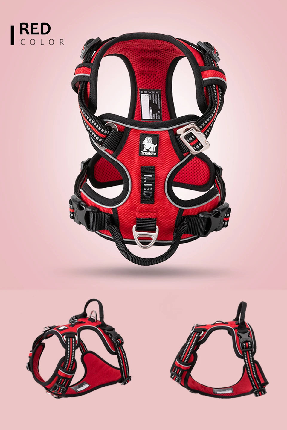 Truelove Pet Harness Nylon Webbing with 3M Reflection Adjutable Aluminum Alloy for Big Medium Small Dog TLH56512
