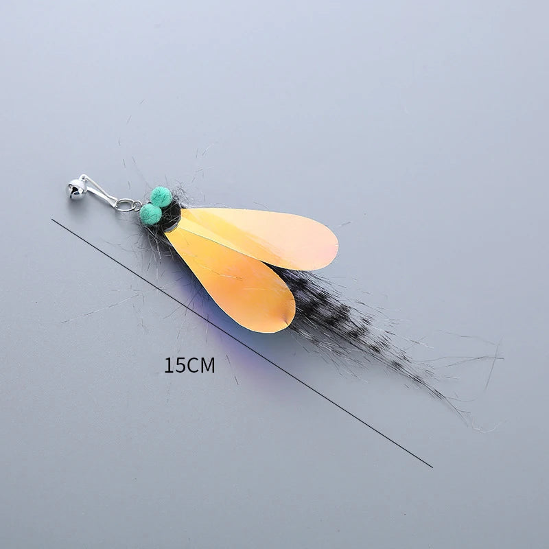 Cat Toys Funny Cat Stick Replacement Head Plush Feather Bird with Bell Toys Interactive Magic Wand DIY Feathers Pet Supplies