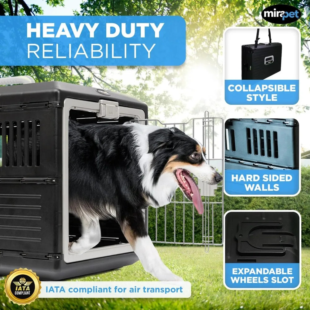 Masterpiece USA Pet Carrier & Crate 35" - Premium Collapsible Design For Medium Cats And Dogs - Portable Kennel For Indoor/Outd