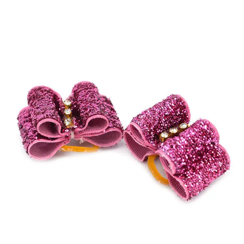 10pcs Pet Bow Decor Cat Puppy Bowknot Headdress with Bells Dog Hair Bows With Rubber Bands Pet Grooming Clips Dog Accessories