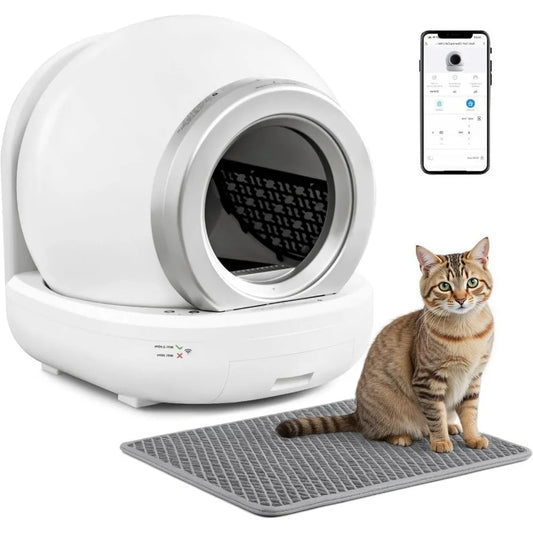 Self Cleaning Litter Box, Automatic Cat Litter Box Self Cleaning for Multiple Cats, with Safety Protection, App Control