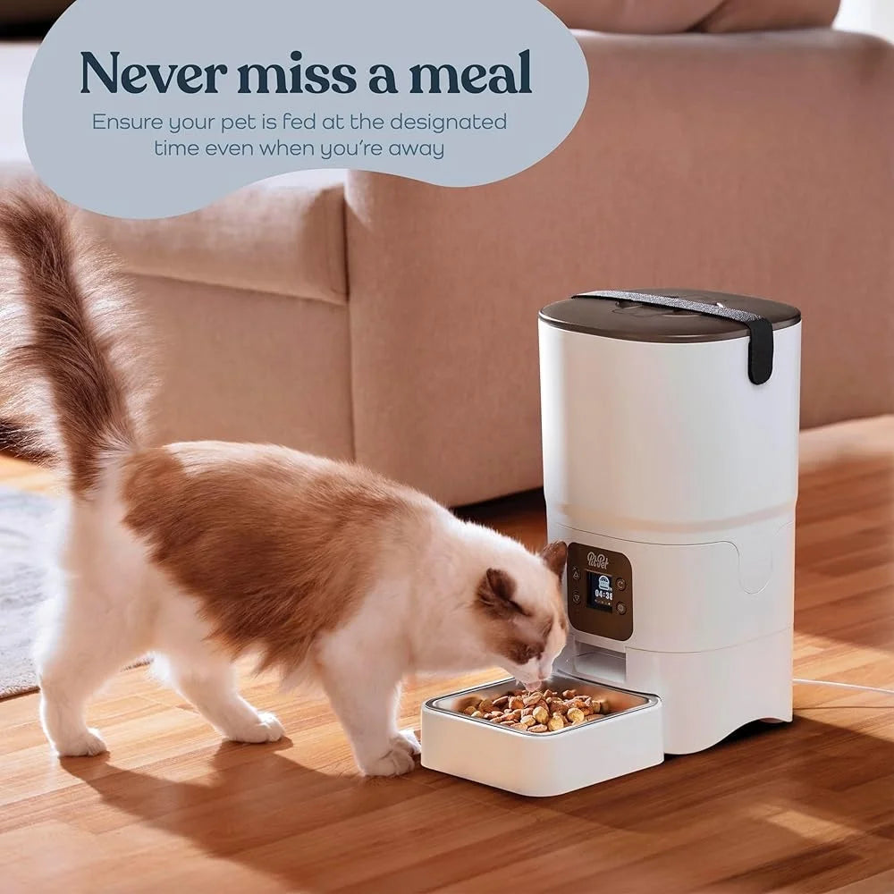 Smart Automatic Cat Feeder 6L Dual Power Supply LCD Timer 9 Portions Pet Safe Design Easy Setup Hygiene Maintenance
