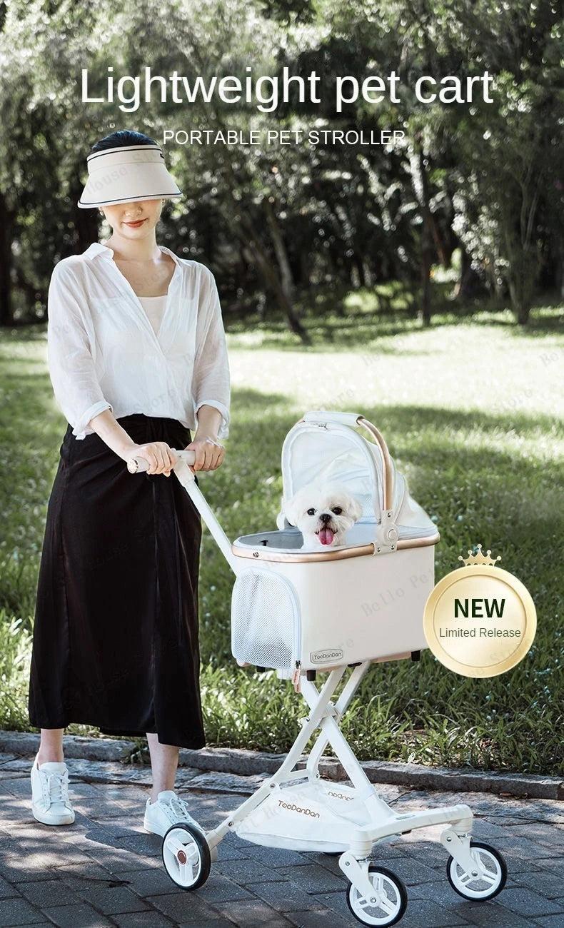 Limited Edition Lightweight Travel Pet Stroller Breathable Pet Basket Detachable - Vehicle Mounted Pet Safety Basket Dog Cart