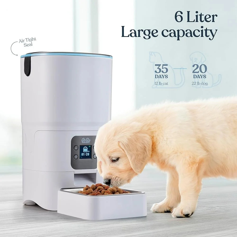 Smart Automatic Cat Feeder 6L Dual Power Supply LCD Timer 9 Portions Pet Safe Design Easy Setup Hygiene Maintenance