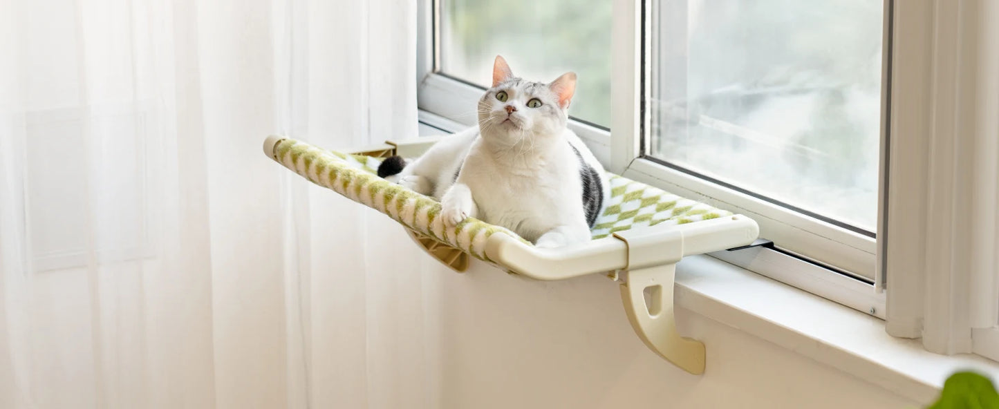 Mewoofun Cat Hammock One-Step Sliding Clamping Slot Adjustment Cat Window Hammock with Removable Covers 30kg Pet Accessories