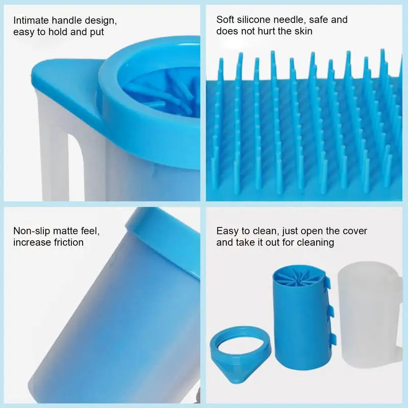 Dog Paw Cleaner Silicone Dog Paw Cleaner Cup With Cleaning Brush Portable Detachable Pet Cleaning Brush Cup Pet Food Cleaning