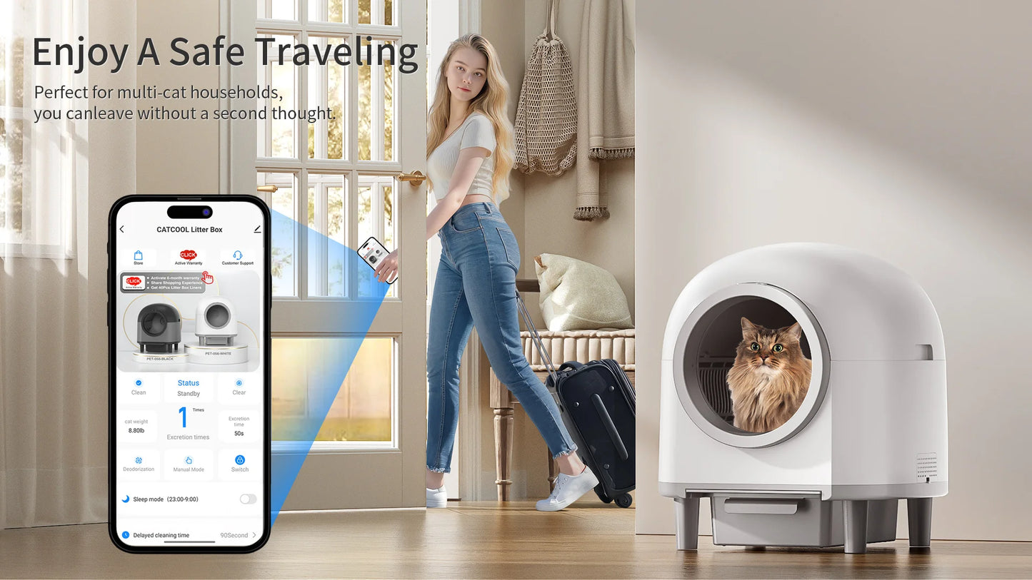 OMC-M1 Self Cleaning Automatic Cat Litter Box Toilet for 1.5-8kg Cat Trash Bag Litter Smart Cat Travel Toilet App Control Tray