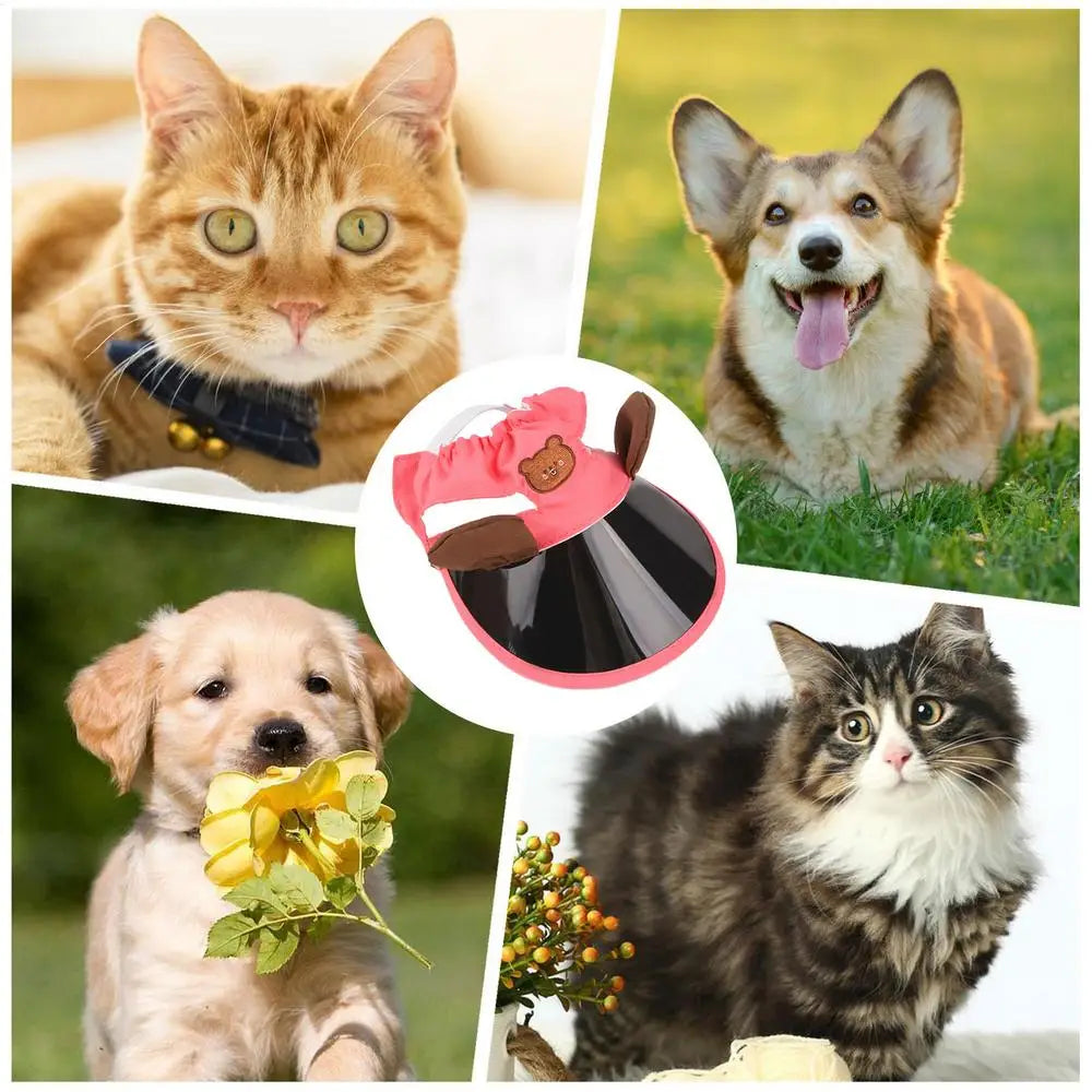 Dog Sun Visor Hat Kitten Outdoor Caps Pet Sun Protection Caps Adjustable Travel Sport Hat Visor Sunbonnet Outfit For Small Puppy