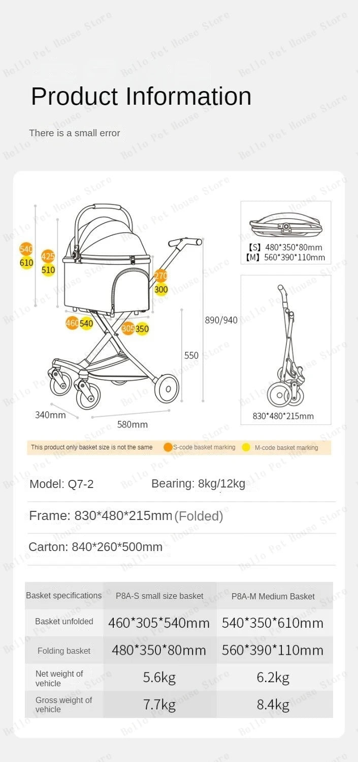 Limited Edition Lightweight Travel Pet Stroller Breathable Pet Basket Detachable - Vehicle Mounted Pet Safety Basket Dog Cart