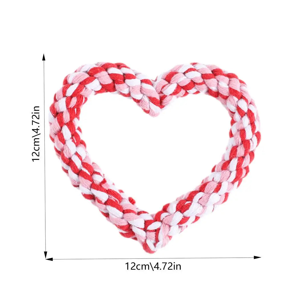 Small Cotton Rope Dog Chew Toy Creative Heart Shaped Pet Chew Toy Bite-resistant Fun Cat Training Teething Toy Pet Supplies