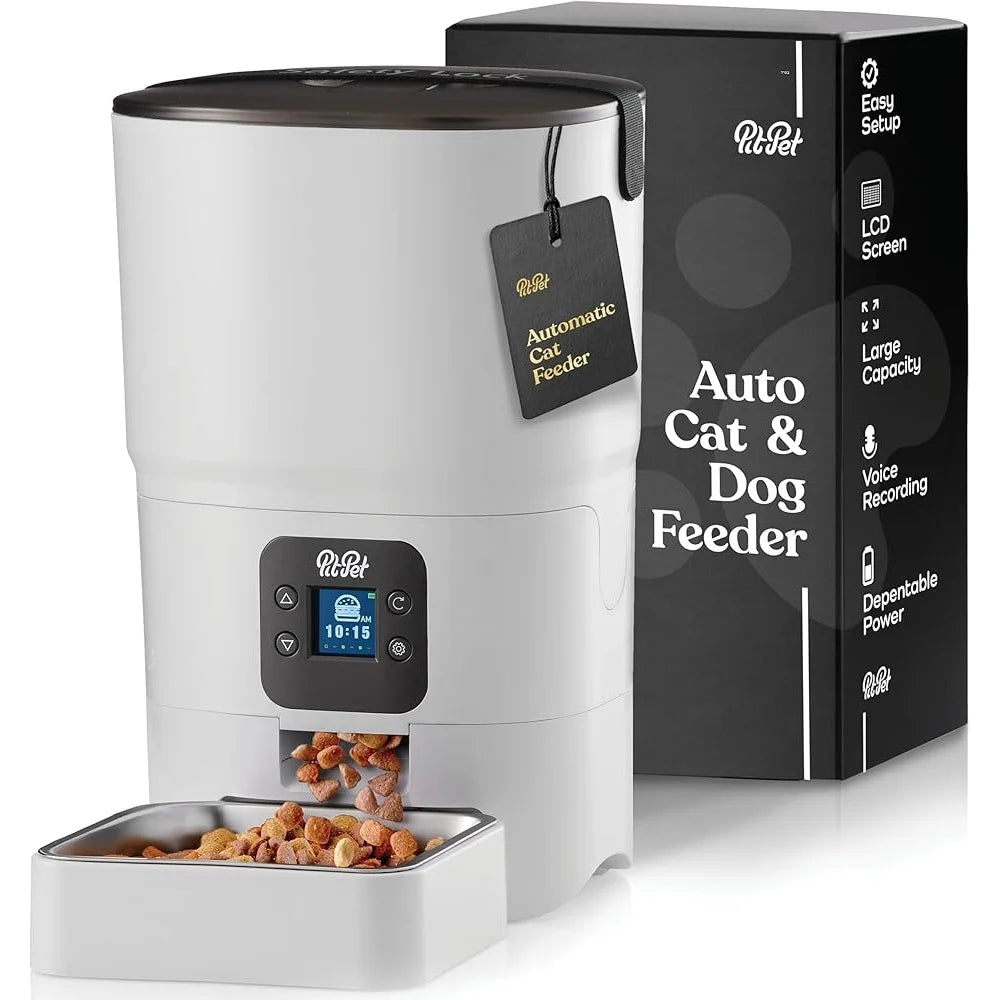 Smart Automatic Cat Feeder 6L Dual Power Supply LCD Timer 9 Portions Pet Safe Design Easy Setup Hygiene Maintenance