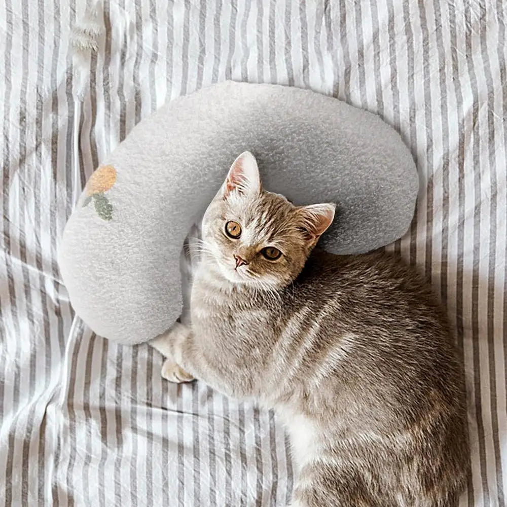 Cat Calming Pillow Cute Pet Pillow Soft U Shaped Cat Pillow Skin-Friendly Elastic Cushion Pet Accessories For Dogs Puppies