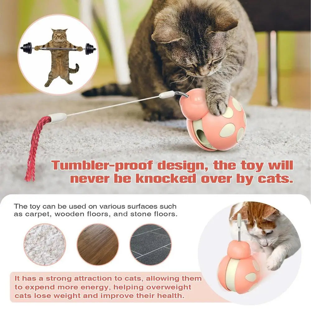 Interactive Toys For Indoor Cats Indoor Cat Teaser Toy Interactive Wobble Ball Slow-Feeding Treat Dispensing Pet Cat Exercise