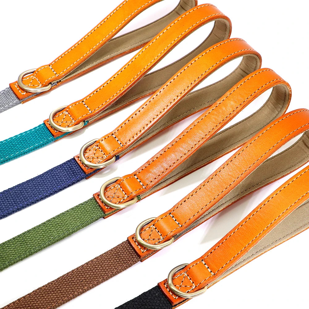 150cm Dog Walking Leash Durable Nylon Pet Dogs Lead Rope With PU Leather Handle For Small Medium Large Dogs French Bulldog