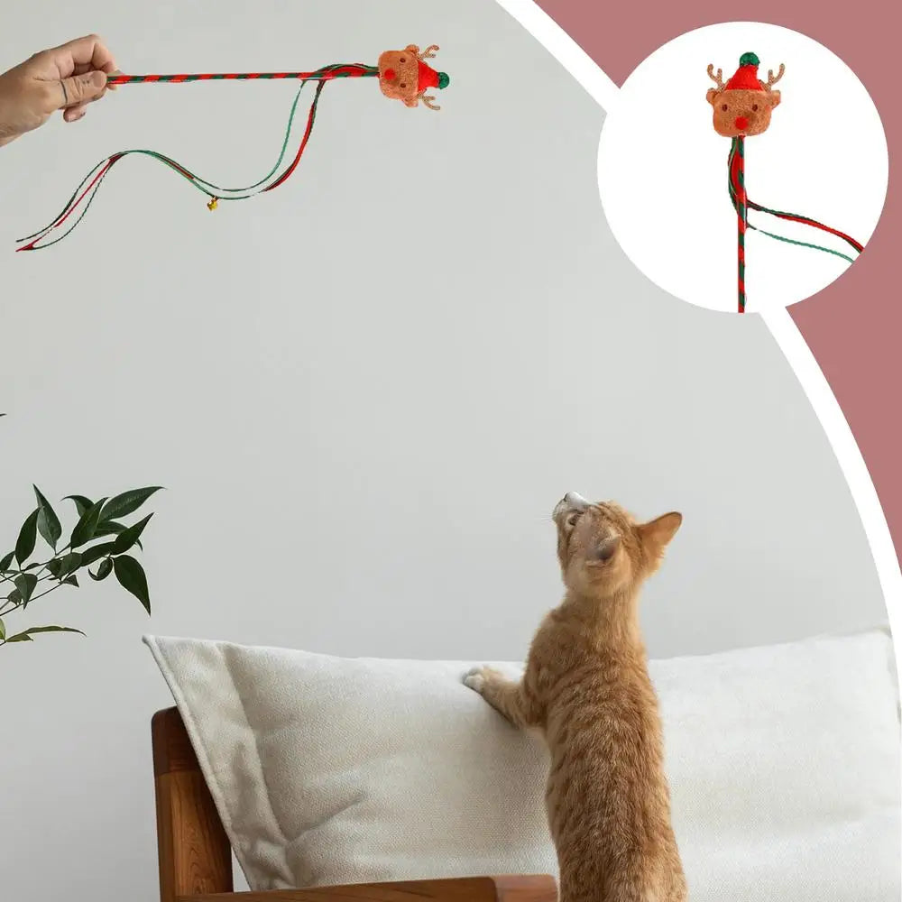 Cat Wands For Indoor Cats Creative Christmas Cat Toy String Cat Toy Interactive Cat Toy Multipurpose Cat Teasing Stick For Pet