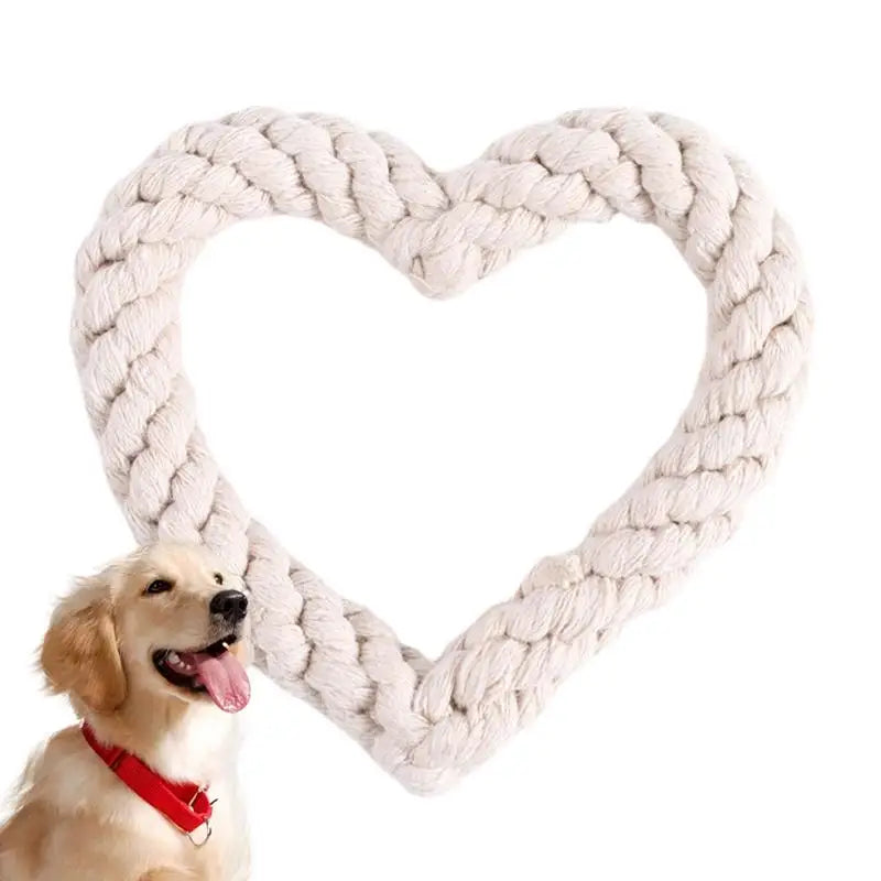 Small Cotton Rope Dog Chew Toy Creative Heart Shaped Pet Chew Toy Bite-resistant Fun Cat Training Teething Toy Pet Supplies