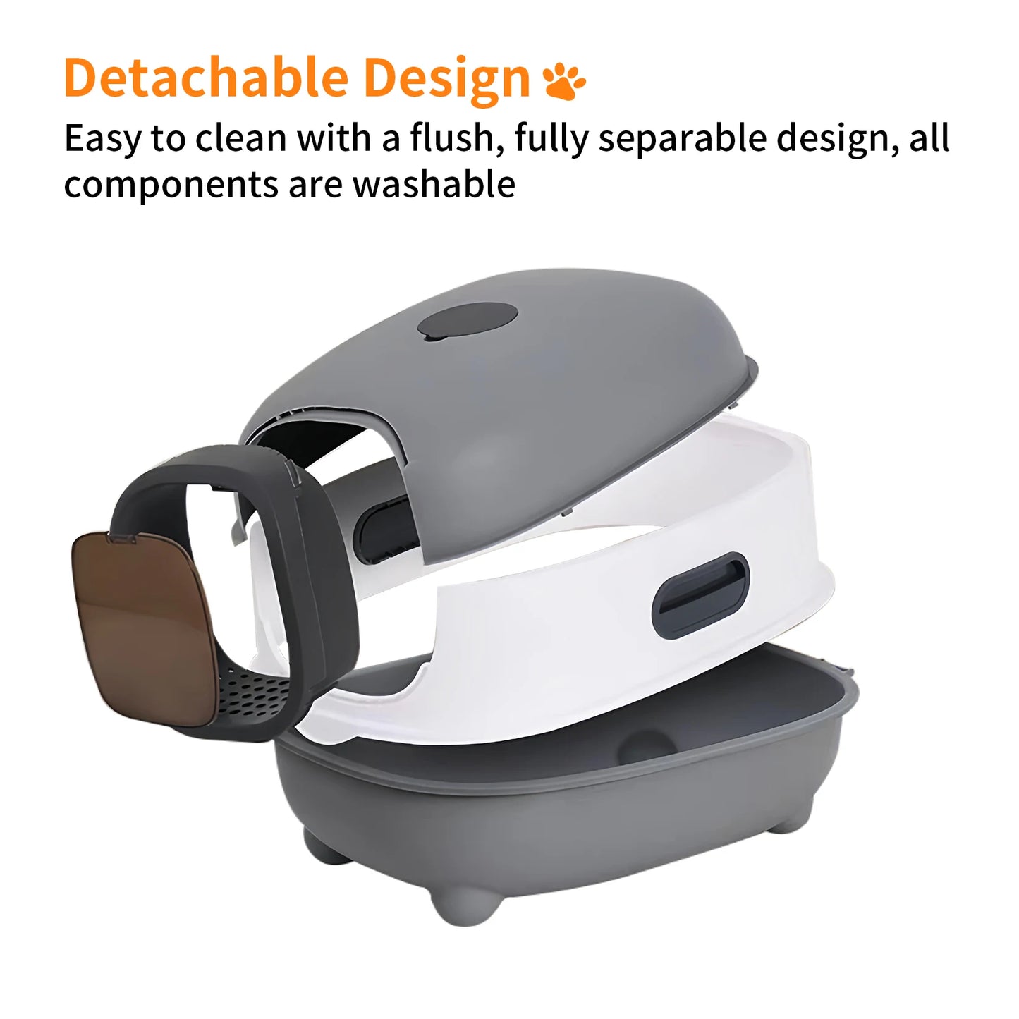 Oval Oblong Hooded Cat Litter Box Tray Front Entry Toilet with Litter Scoop for Kittens Cat Breeds Enclosed