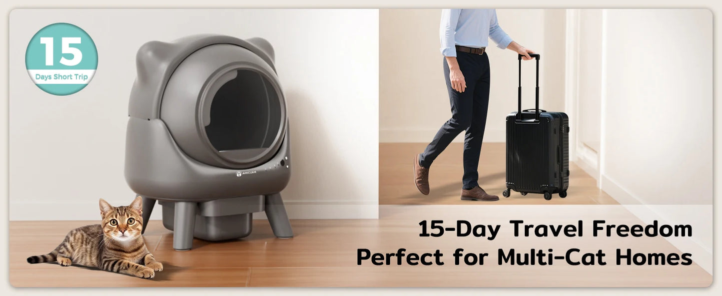 Amicura Cura X1 Automatic Cat Litter Box Self-Cleaning with App Control, Safety Sensor, Easy to Clean Electric Cat Litter Tray
