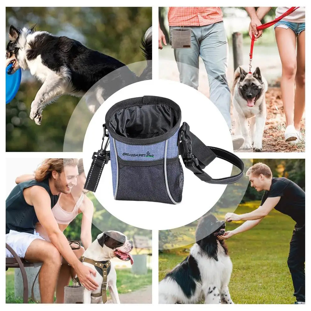 Dog Snack Pouch Training Pet Snack Goodie Waist Pack Portable Puppy Dog Treat Bag With Waist Belt Shoulder Strap For Kibbles