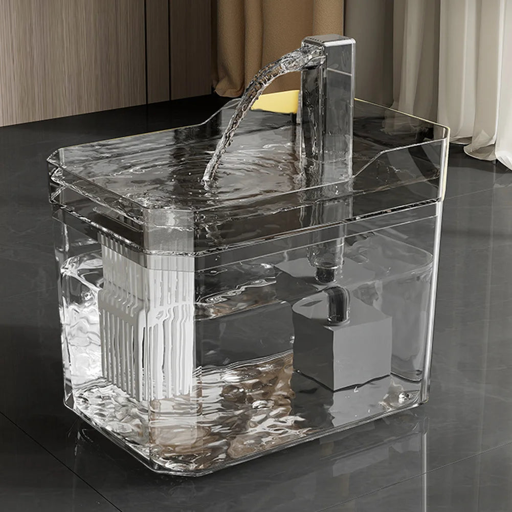 Cat Water Fountain Auto Filter Transparent Cat Drinker USB Anti-Dry Burning Recirculate Filtering Water Dispenser with Pump