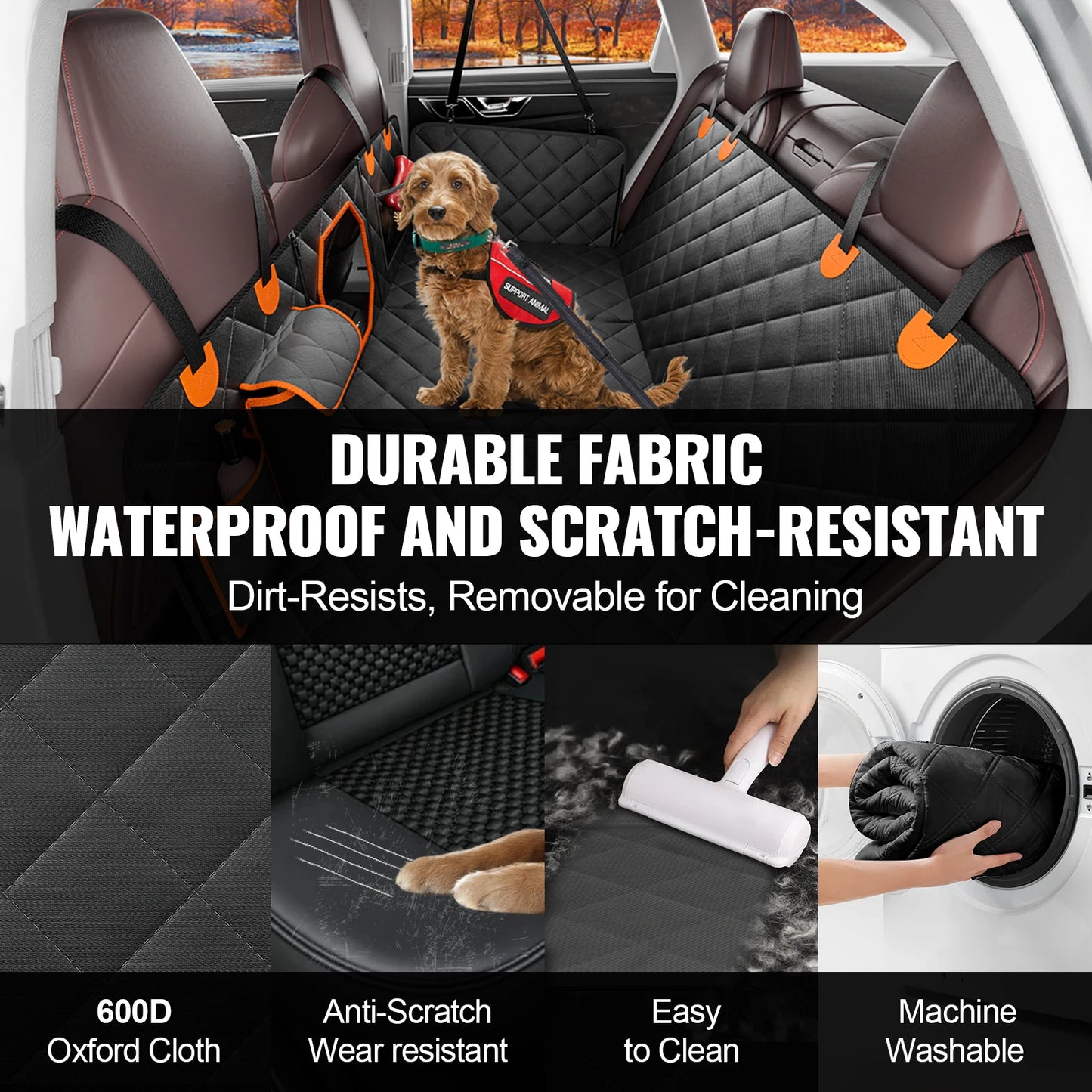 SucceBuy Dog Car Seat Cover for Back Seat Waterproof 600D Heavy Duty Pet Car Seat Protectors with Mesh Window and Storage Pocket
