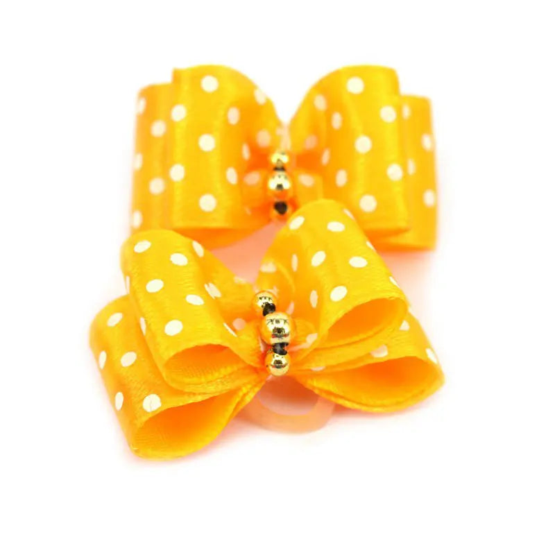 10pcs Pet Bow Decor Cat Puppy Bowknot Headdress with Bells Dog Hair Bows With Rubber Bands Pet Grooming Clips Dog Accessories