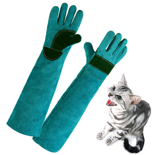Animal Anti-Bite Gloves Durable Leather Protective Handling Gloves 45/60cm Length Cutting-proof And Anti-thorn Pet Handling Tool