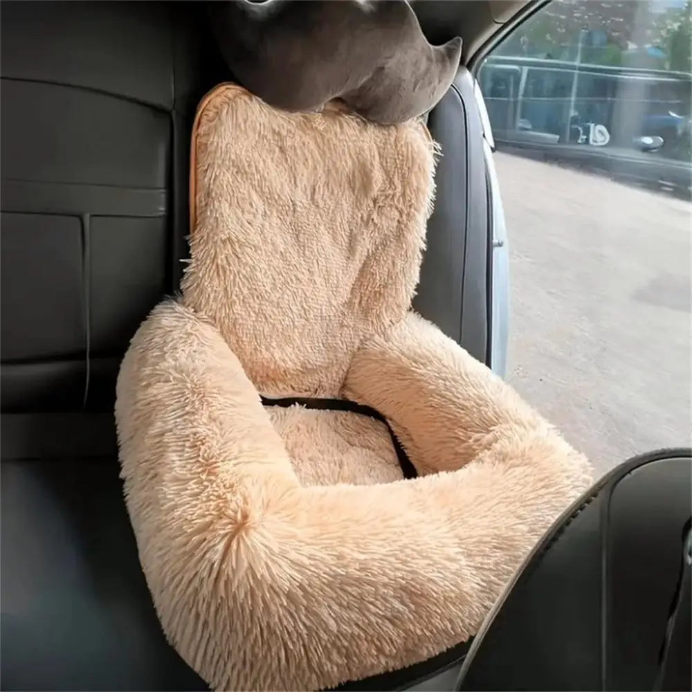 Soft Plush Dog Seat Kennel Cat Car Seat Cushion Puppy Bed With Adjustable Fixed Strap Cat Pet Traveling Carry Vehicle Supplies
