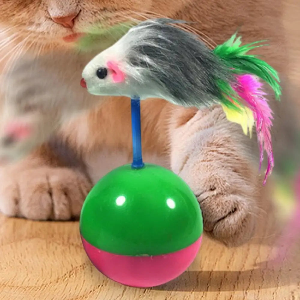 Pet Cat Toys Colorful Feather Mimi Favorite Mouse Kitten Cat Toys Play Balls With Sound Teasing Cat Toys For Catch Cats Supplies