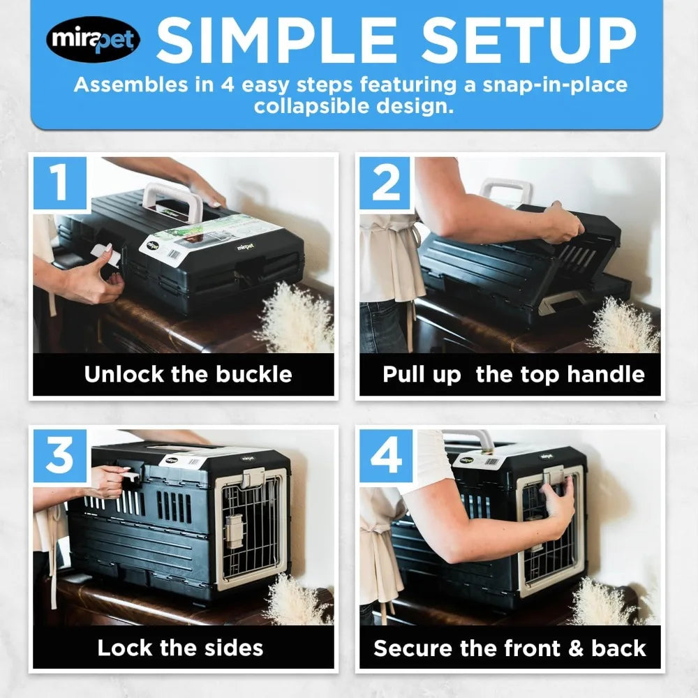 Masterpiece USA Pet Carrier & Crate 35" - Premium Collapsible Design For Medium Cats And Dogs - Portable Kennel For Indoor/Outd