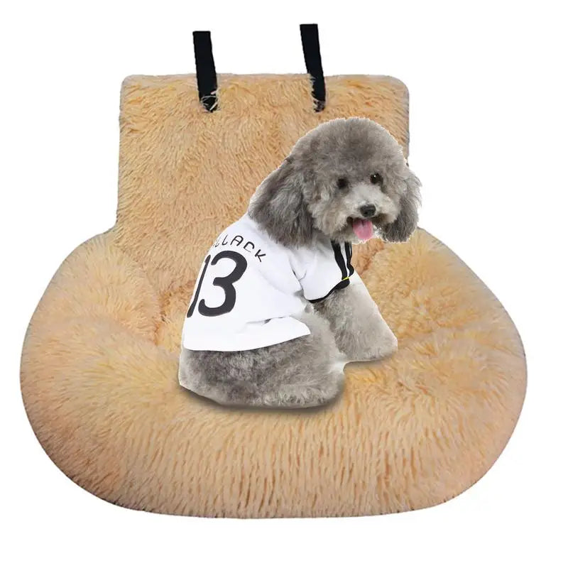Soft Plush Dog Seat Kennel Cat Car Seat Cushion Puppy Bed With Adjustable Fixed Strap Cat Pet Traveling Carry Vehicle Supplies