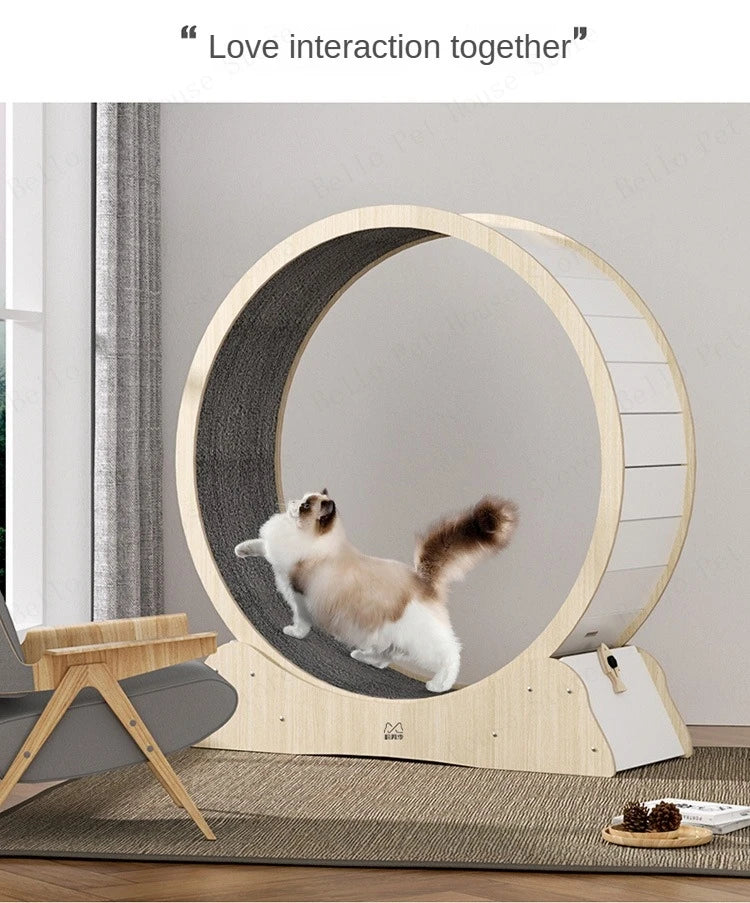 Cat Treadmill Solid Wood Multilayer Cat Training Toy Large Roller Cat Climbing Frame Pet Fitness Furniture Universal for Dogs