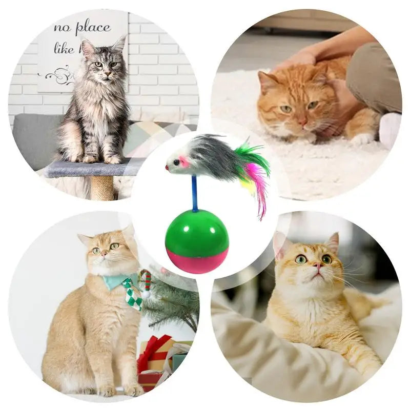 Pet Cat Toys Colorful Feather Mimi Favorite Mouse Kitten Cat Toys Play Balls With Sound Teasing Cat Toys For Catch Cats Supplies