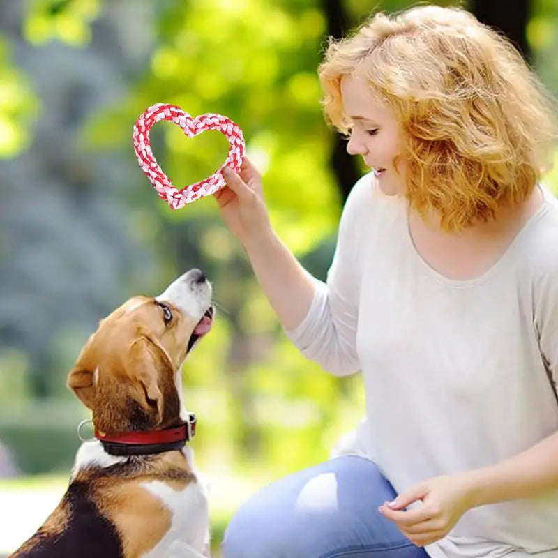 Small Cotton Rope Dog Chew Toy Creative Heart Shaped Pet Chew Toy Bite-resistant Fun Cat Training Teething Toy Pet Supplies
