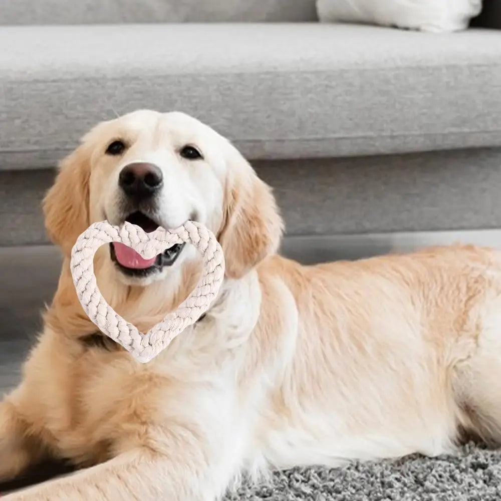 Small Cotton Rope Dog Chew Toy Creative Heart Shaped Pet Chew Toy Bite-resistant Fun Cat Training Teething Toy Pet Supplies