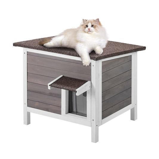 VEVOR Outdoor Cat House Weatherproof, Feral Cat Shelter for Cats Outdoor Wooden Cat Rabbit House with All-Round Foam Insulated
