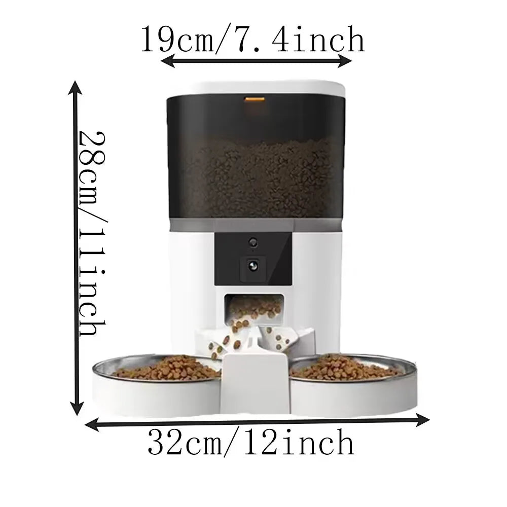 4L Automatic Cat Feeder Smart Pet Feeder For Cats Small Dogs Food Dispenser With Camera Recorder Timing Quantitative Double Bowl