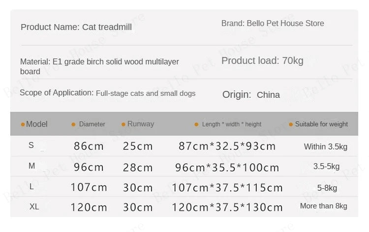 Cat Treadmill Solid Wood Multilayer Cat Training Toy Large Roller Cat Climbing Frame Pet Fitness Furniture Universal for Dogs