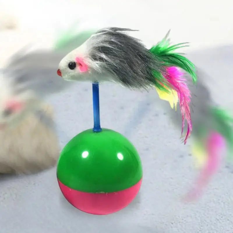 Pet Cat Toys Colorful Feather Mimi Favorite Mouse Kitten Cat Toys Play Balls With Sound Teasing Cat Toys For Catch Cats Supplies