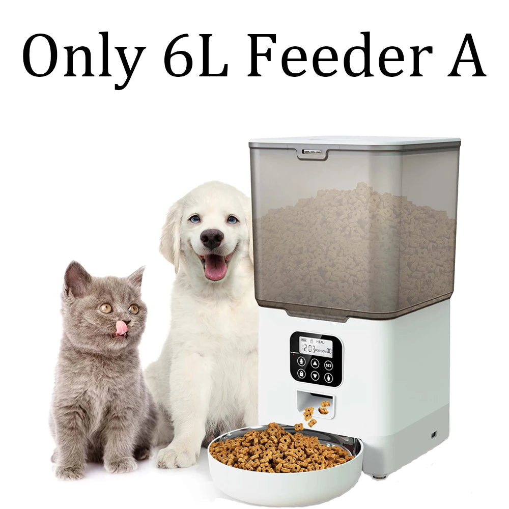 6L Dog Automatic Feeder Transparent Pet Smart Feeder 2L Cats Dispenser Feeding Bowl Remote Tuya WIFI Control Dry Food Pet Feeder