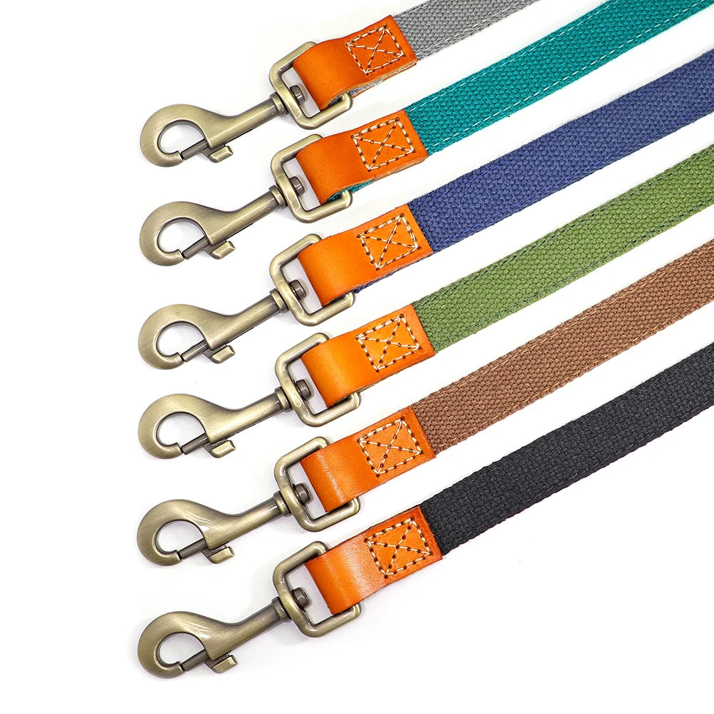 150cm Dog Walking Leash Durable Nylon Pet Dogs Lead Rope With PU Leather Handle For Small Medium Large Dogs French Bulldog