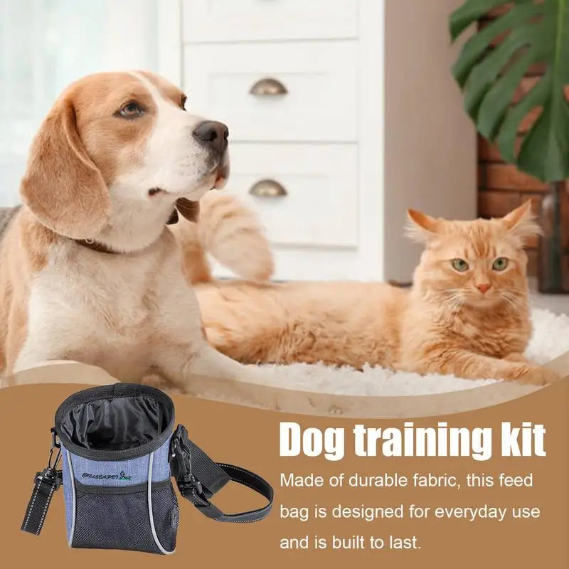 Dog Snack Pouch Training Pet Snack Goodie Waist Pack Portable Puppy Dog Treat Bag With Waist Belt Shoulder Strap For Kibbles
